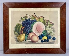 Antique Currier & Ives “Autumn Fruits” Hand-Colored Lithograph | Dated 1861 picture
