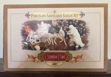VINTAGE GRANDEUR NOEL PORCELAIN SANTA AND SLEIGH SET 2001 ORG BOX SEE DESC. picture
