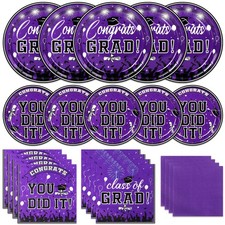 qonimi 200 Pcs Graduation Party Plates and Napkins Purple Serve 50 Guests 2026 picture