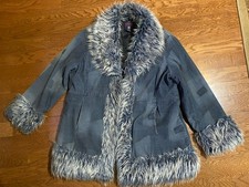 Vintage Penny Lane Faded Glory Women’s Outerwear Coat 2X Blue Faux Fur picture
