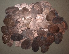 155X. LOT OF 100 ELONGATED PRESSED PENNIES, MIX, LANDMARKS, HISTORY, ZOO & MORE picture