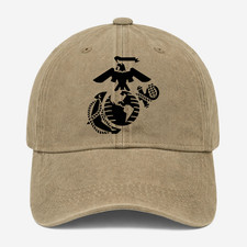 USMC Eagle Globe Anchor Washed Cotton Baseball Cap Marine Corps Tribute Hat picture