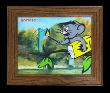 Large Banksy 2015 Rare stencil Painting Dismaland Framed picture