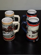 4 Vintage Budweiser Collectible Beer Steins picture