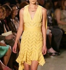 size 6 Vintage ZAC POSEN Beige Spring 2003 RUNWAY Art-Deco Flutter-Flapper DRESS picture