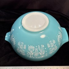 Pyrex CINDERELLA Amish Butterprint  4 Qt Mixing Bowl Blue Turquoise  444 Vintage picture
