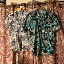 21 MEN Lot of 2 Men’s M Cotton Short Sleeve Button-Up Animal Print Hawaiian picture
