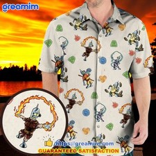 Water Earth Fire Air Bender Futurama Hawaiian Shirt picture
