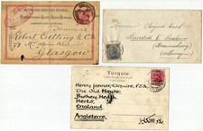 Austria offices in Turkey 1 cover + 2 postcards 1892-1903 sent to Scotland, Germ picture