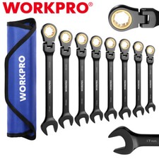 WORKPRO 8PC Ratcheting Combination Wrench Set Flex-Head Wrench Set Metric 8-17mm picture