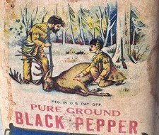 Antique Nave-McCord Mercantile Company Black Pepper Tin Elk Hunting Scene picture