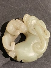 Unique Excellent Chinese Natural Hetian Jade Hand Carved *2 Beast PiXius* Statue picture