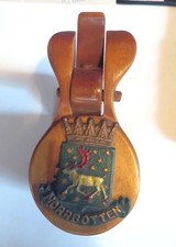 Vintage SWEDISH Folk Art Wood Cigarette Holder Mug Norrbotten Sweden Stein picture