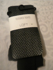 ANN TAYLOR LOFT TEXTURED BLACK PANTYHOSE TIGHTS SZ M HERRINGBONE BOX22* picture
