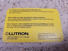 Lot Of 10x Lutron Prepaid Engraving Certificate picture