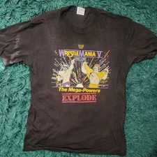 Vintage WrestleMania V Tee 1989 WWF Mega Powers Thin Single Stitch USA picture