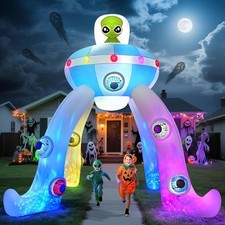 12FT Giant Alien Arch Inflatable with Colorful Flashing Lights Scary Halloween picture