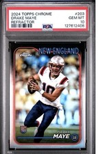 Drake Maye #203 [Refractor] Rookie PSA 10 GEM Patriots🔥Low Pop picture