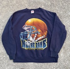 Vintage 90s Nutmeg Mills Notre Dame Fighting Irish Football Helmet sweatshirt picture