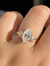 Premium 4.40 Ct Marquise Cut Lab-Grown Diamond Anniversary Ring 14k Yellow Gold picture