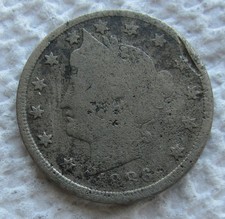 1886 Liberty V Nickel Rare Key Date Low Mintage Full Date VG Corroded Damage picture