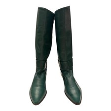Vintage Bandolino Green Leather Knee High Boots Women 7M Made Italy Pointed Toe picture