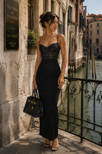 ZARA NEW WOMAN SS26 COMBINATION LACE DRESS Black 5039/020_S,M,L picture