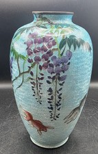 Antique Meiji Period Japanese Vase Ginbari Goldfish Bronze Cloisonne 7