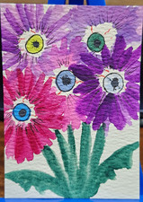 ACEO Original Watercolor Abstract Floral Painting, spooky Halloween.  picture