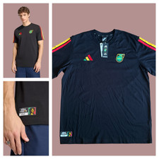 Adidas Jamaica x Bob Marley DNA Soccer T-Shirt Men's Sz XL Black New picture