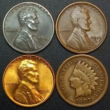 US COINS- Indian Head Penny, WW2 Steel Cent, Lincoln Wheat Cent Set- NO JUNK LOT picture