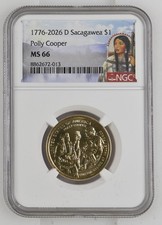 2026 D Polly Cooper Sacagawea Dollar Graded NGC MS-66 w/ Sacagawea Label picture