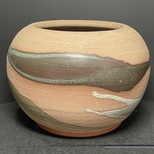 Alfa Dom Studio Vase 6” Art Abstract Round Hand Painted  Pottery Vintage Alfadom picture