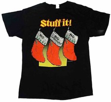 *VTG* Sun Sportswear '90s Men's Christmas Santa 'Stuff It' Black Shirt; L picture