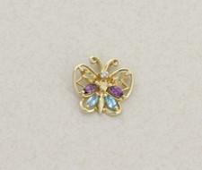 Pendant Only 10K Yellow Gold Natural Citrine, Amethyst, Topaz, Diamond Butterfly picture