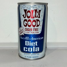 1970's Jolly Good Diet Cola Soda can, crimped steel,