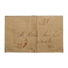 1837 Stampless Letter New York to Mobile Alabama – Antebellum Merchant Finance picture