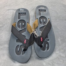 Levi's Kyle Sport B Men's Flip Flops Size 12 Sandals Slides Shoes Black/Tan New picture