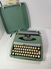 Vintage Smith Corona Corsair Deluxe Portable Typewriter Aqua Green w/ Case Works picture
