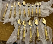 14 Pieces Godinger Plume GOLD - Very Rare Pattern - Excellent Condition picture