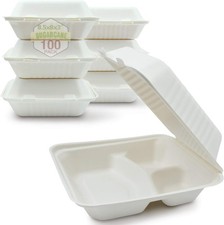 9in Compostable to-Go Food Boxes Biodegradable Containers Hinged Lid Gluten-Free picture