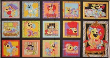 Loralie Joy Dog Puppy Dogs Black Cotton Fabric Loralie Designs 24