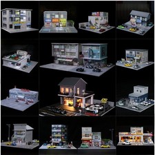 Diorama 1/64 Car Garage Model LED Lighting City Parking Lot Building Scene Model picture