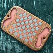 American Primitive Folk Art Hand Painted Country Wooden Gameboard Cottage Farm picture