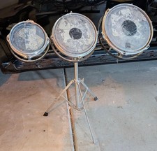 Vintage Remo Roto Toms Rotary Tom Drums - 6“, 8”, 10“ with Mount, Stand picture
