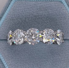 5.00Ct Round Cut Natural Diamond Half Eternity Wedding Band 950 Platinum Size 7 picture
