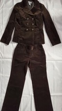NEW ANN TAYLOR ELEGANT DARK BROWN CORDUROY PANT SUIT SET PETITE SIZE XSP picture