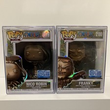 Funko Pop Nico Robin #2179 and Franky #2180 Bronze Statue Damaged Bundle w/Sort picture