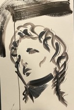 Original Abstract Contemporary Portrait Ink Painting UNFRAMED 12x18 140lb paper  picture