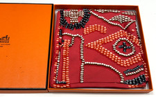 Hermes Scarf 70cm 100% Silk 'Kelly en Perles' +Box Vivid Pink Mint Cond. Carre picture